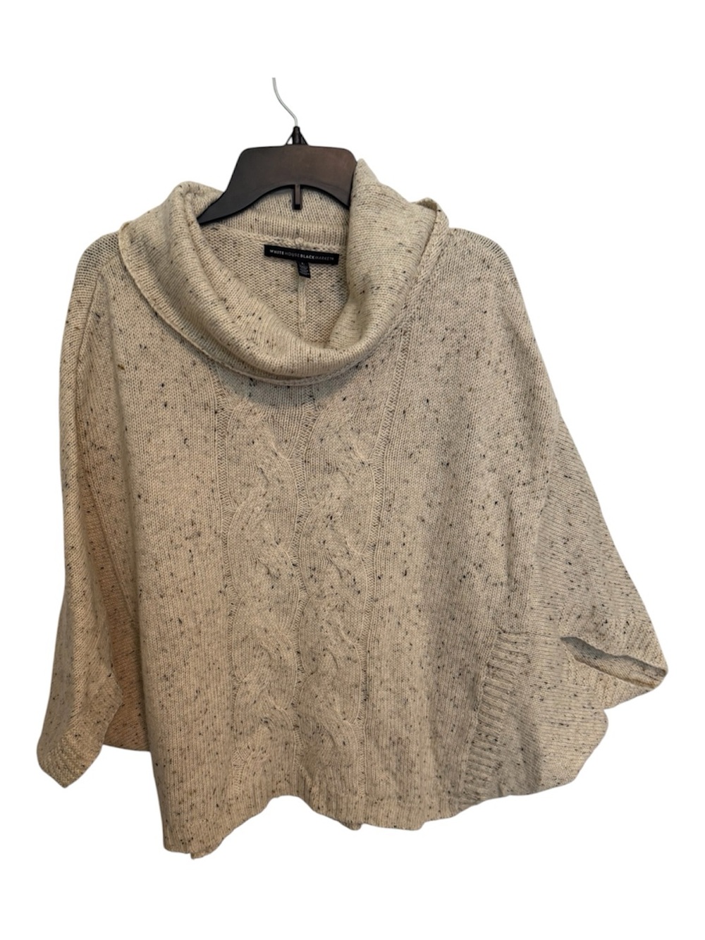 White House Black Market Speckled Cream Cowl Poncho Sweater